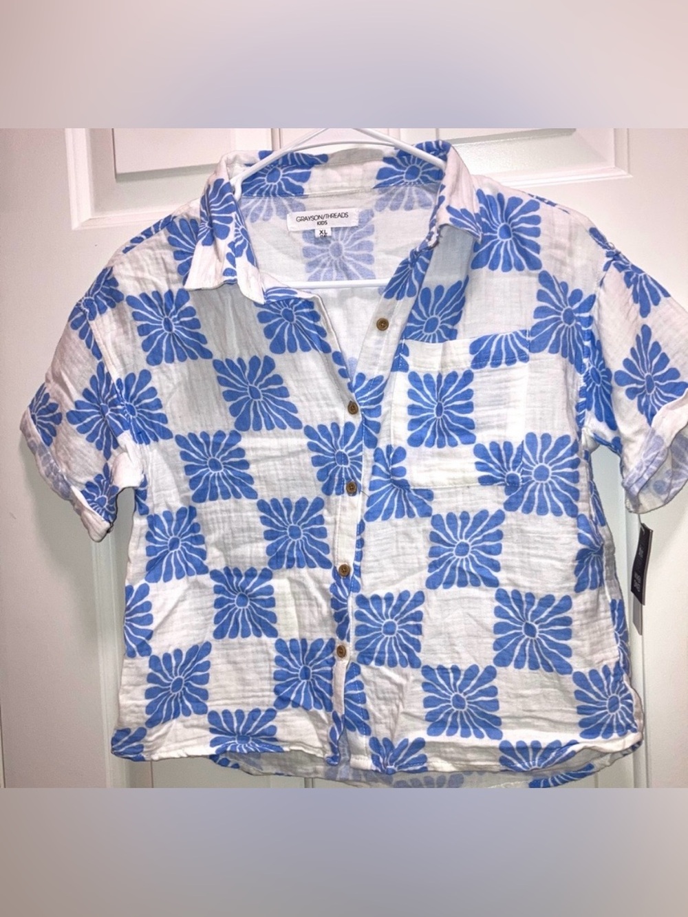 Grayson Thread Kids Short Sleeved Button Down Shirt Size XL (14) 
new
